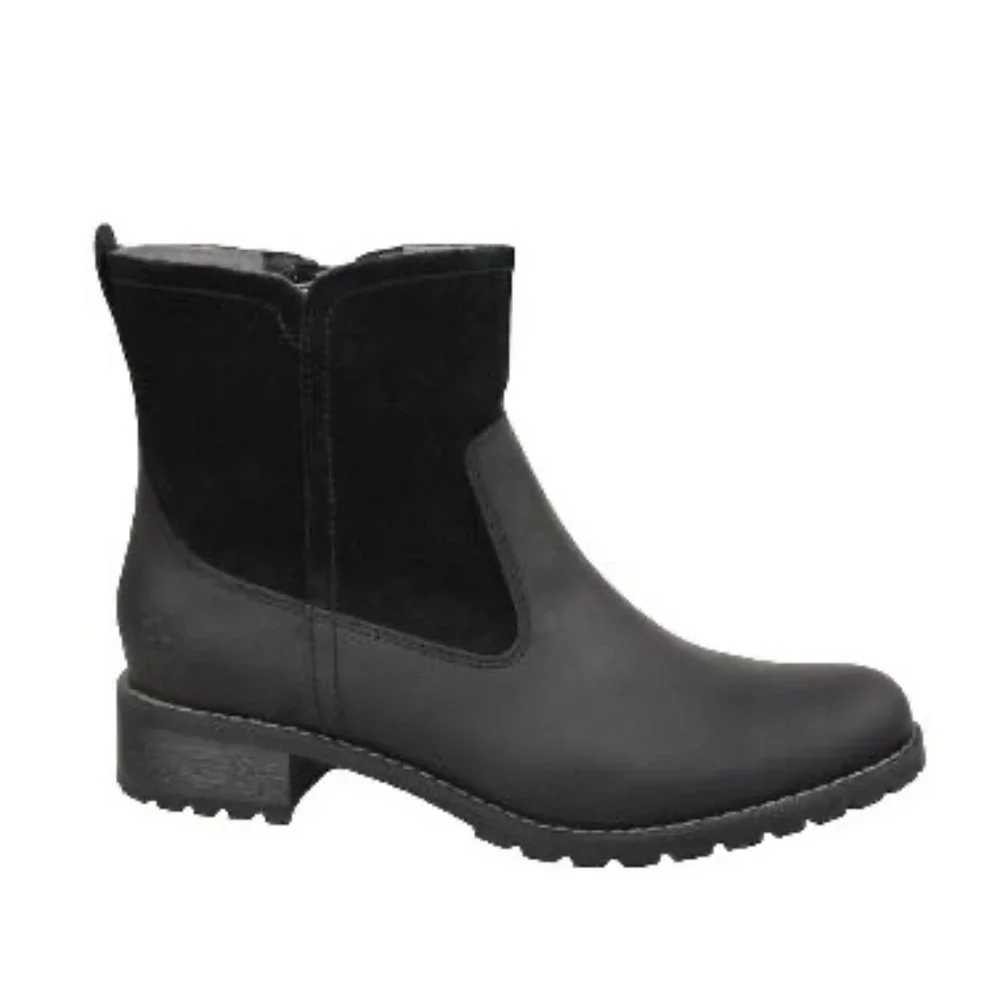 Timberland Bethel Biker Winter Boots Black Suede Zip Size 6.5 37.5 Chunky Lug - Picture 2 of 9